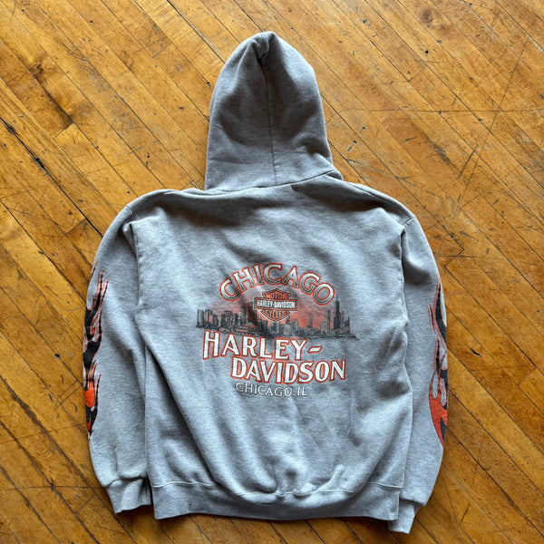 90's Harley Zip Up Hoodie (L)